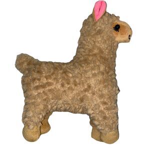 Al Pacasso Amuse 9” Plush Brown Standing Alpaca Stuffed Animal Pink Ears Used